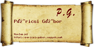 Páricsi Gábor névjegykártya